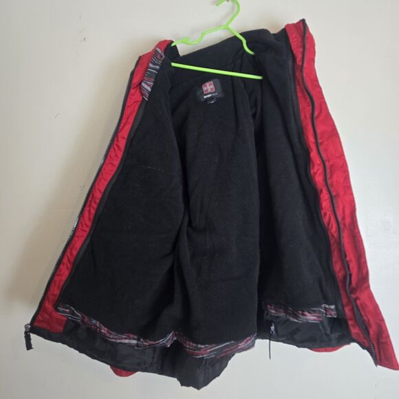 Swiss+ Tech Boys Red Full Zip Hooded Jacket Large (10-12) Fleece Lined Insulated - Picture 5 of 13